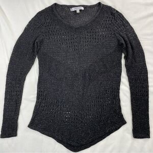 Jennifer Lopez Medium Black Knit Sweater- Metallic - Open Stitch